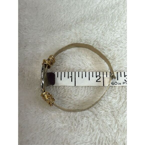 Hand Crafted Gold with Tree on Silver Oval - Picture 5 of 5